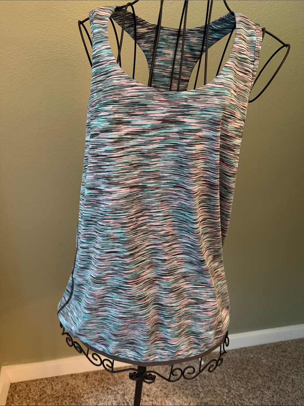 tek gear Multicolor Space-Dye Racerback Tank — Mint, Pink & Black